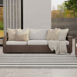 Outdoor sofa with cushions and a Vertical Stripe Black & Grey on a patio