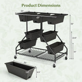 Vertical Raised Garden Bed with 7 Planter Boxes and Storage Baskets-Black