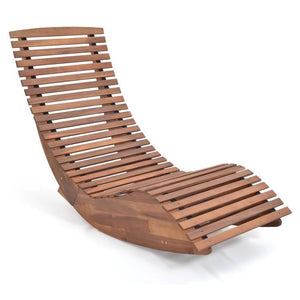 Outdoor Ergonomic Patio Wooden Rocking Chair Lounger - 360 lbs Max Weight - FREE SHIPPING