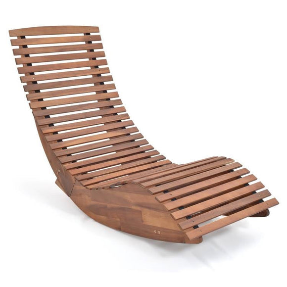 Outdoor Ergonomic Patio Wooden Rocking Chair Lounger - 360 lbs Max Weight - FREE SHIPPING
