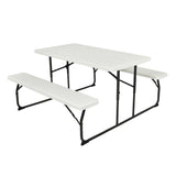 Folding White HDPE Picnic Table with 2 Benches Outdoor Patio Furniture Set - FREE SHIPPING