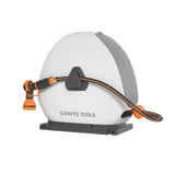 White and gray hose reel with orange nozzle and cable, branded 'Giraffe Tools', on a white background