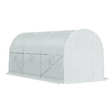 14.7 Ft x 6.5 Ft Outdoor Greenhouse w/ Heavy Duty Steel Frame and White PE Cover - FREE SHIPPING