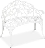 Outdoor Patio 39-inch Garden Bench with Backrest in White Metal Finish - FREE SHIPPING