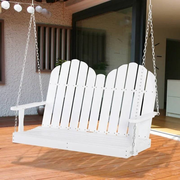 White Solid Wood 2-Seater Hanging Patio Porch Swing - FREE SHIPPING