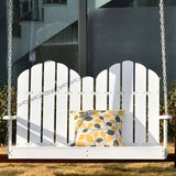 White Solid Wood 2-Seater Hanging Patio Porch Swing - FREE SHIPPING