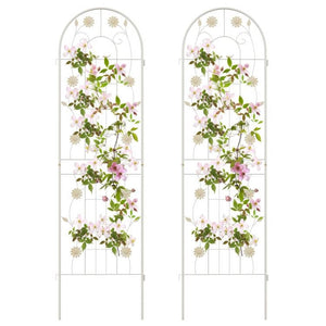 Set of 2- 6-ft Galvanized Steel Outdoor Garden Trellis in White Metal Finish - FREE SHIPPING