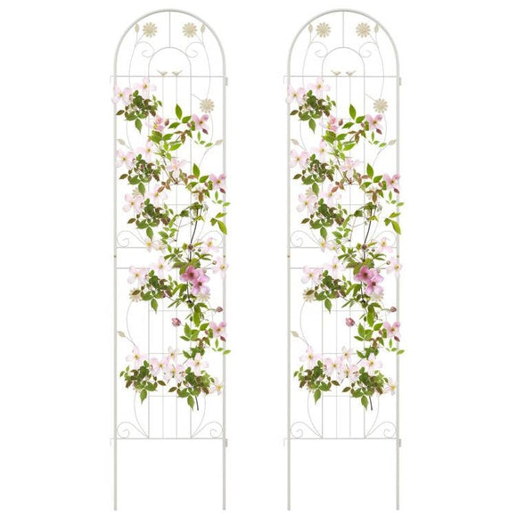 2 Pack - 7-ft Galvanized Steel Garden Trellis in White Metal Outdoor Finish - FREE SHIPPING