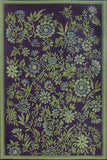 Floral Wildflowers Eggplant patterned rug with green flowers on a purple background