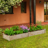Costway Wooden Vegetable Raised Garden Bed Backyard Patio Grow Flowers Planter with 2 Planting Compartments