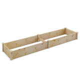 Costway Wooden Vegetable Raised Garden Bed Backyard Patio Grow Flowers Planter with 2 Planting Compartments
