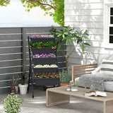 Costway 1 PCS 5-Tier Vertical Raised Garden Bed Elevated Planter with Wheels & Container Boxes Gray