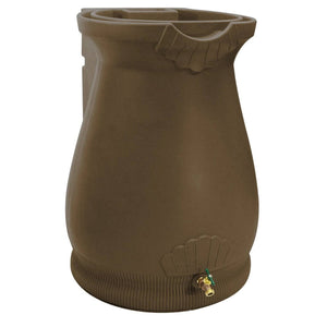 Brown Oak 65 Gallon Plastic Urn Rain Barrel with Planter Top - FREE SHIPPING