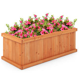 Costway Raised Garden Bed Wooden Planter Box with 4 Drainage Holes and Detachable Bottom Panels-Orange