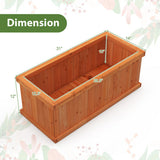 Costway Raised Garden Bed Wooden Planter Box with 4 Drainage Holes and Detachable Bottom Panels-Orange