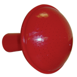 Red plastic Dramm 10 Liter Sprinkling Head with a white background