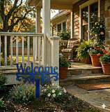 Welcome Yard Stake Metal Sign | Outdoor Garden Entry Decor