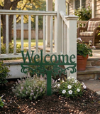 Welcome Yard Stake Metal Sign | Outdoor Garden Entry Decor