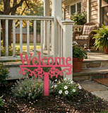 Welcome Yard Stake Metal Sign | Outdoor Garden Entry Decor