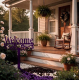 Welcome Yard Stake Metal Sign | Outdoor Garden Entry Decor