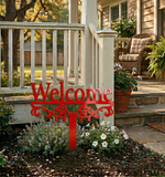 Welcome Yard Stake Metal Sign | Outdoor Garden Entry Decor