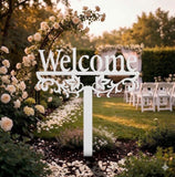 Welcome Yard Stake Metal Sign | Outdoor Garden Entry Decor