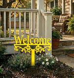 Welcome Yard Stake Metal Sign | Outdoor Garden Entry Decor