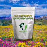 White package labeled 'Western Wonders Native Wildflowers' with a desert landscape background