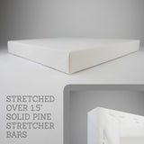 White wooden box with text on a gray background