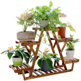Solid Wood Triangular 6-Shelf Indoor Outdoor Flower Pot Plant Stand - FREE SHIPPING