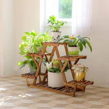 Solid Wood Triangular 6-Shelf Indoor Outdoor Flower Pot Plant Stand - FREE SHIPPING
