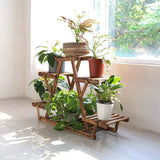 Solid Wood Triangular 6-Shelf Indoor Outdoor Flower Pot Plant Stand - FREE SHIPPING