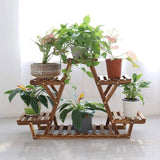 Solid Wood Triangular 6-Shelf Indoor Outdoor Flower Pot Plant Stand - FREE SHIPPING