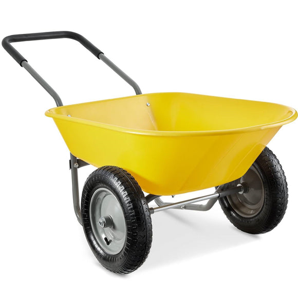 Heavy Duty 2-Wheel Multipurpose Rust Proof Wheelbarrow - Yellow - FREE SHIPPING
