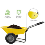 Heavy Duty 2-Wheel Multipurpose Rust Proof Wheelbarrow - Yellow - FREE SHIPPING