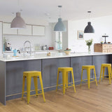 Set of 4 - 24-in. Indoor/Outdoor Backless Stacking Yellow Metal Barstools - FREE SHIPPING