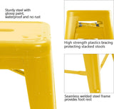 Set of 4 - 24-in. Indoor/Outdoor Backless Stacking Yellow Metal Barstools - FREE SHIPPING