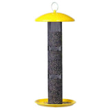 Durable Metal Mesh Tube Hanging Bird Feeder with Yellow Top and Perch - FREE SHIPPING