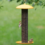Durable Metal Mesh Tube Hanging Bird Feeder with Yellow Top and Perch - FREE SHIPPING