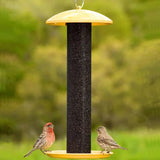 Durable Metal Mesh Tube Hanging Bird Feeder with Yellow Top and Perch - FREE SHIPPING