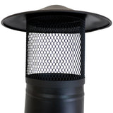 Black metal mesh chimney cap on a white background