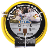 Dramm premium rubber hose packaging with yellow hose on a white background