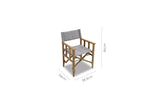 Chair with dimensions labeled on a white background