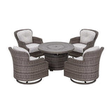 Tenaya Round Wicker FirePit Table with Metal Cover