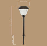Solar garden light with dimensions on a brown background