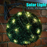 Artificial Topiary Grass Ball with Solar Lights, includes hook