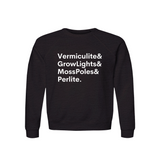 Vermiculite, GrowLights, MossPoles & Perlite Plant Lover Sweatshirt – Organic Cotton Raglan