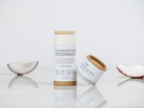Aluminum-free deodorant with coconut on a white background