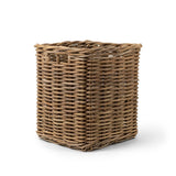 Woven brown basket on a white background