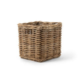 Woven brown Rattan Square Kubu Storage Basket on a white background